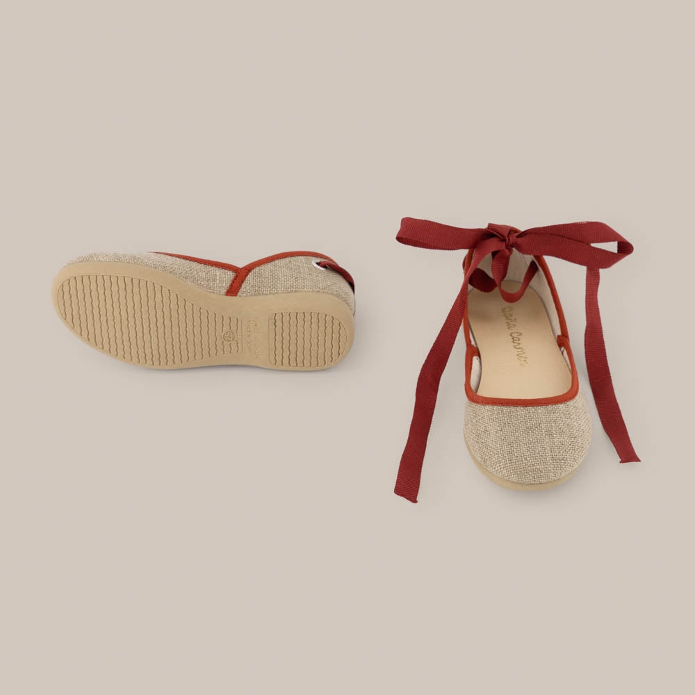 Mercedita Girl ribbon Combi Linen