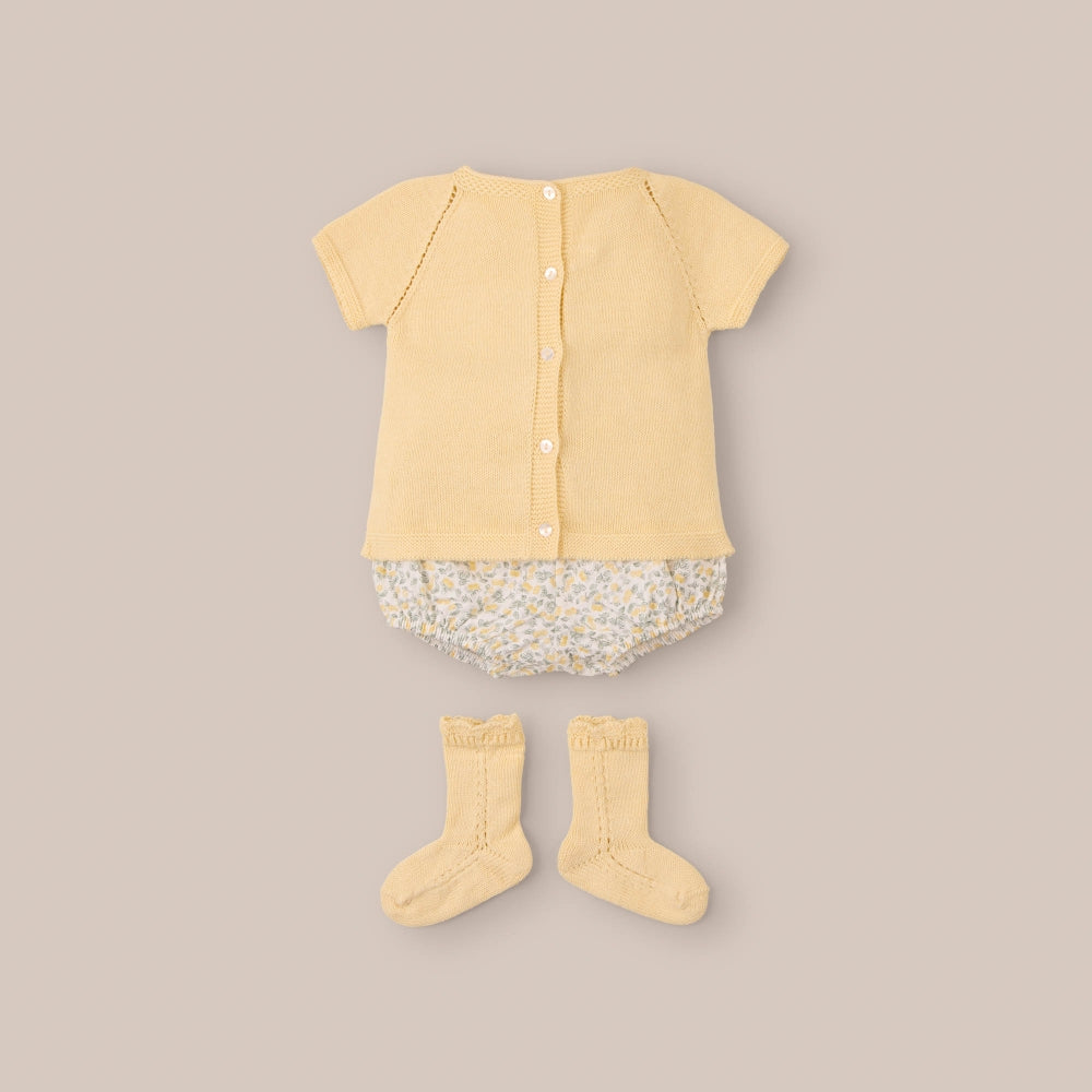 3 peças de sapo curto com estampa de limão