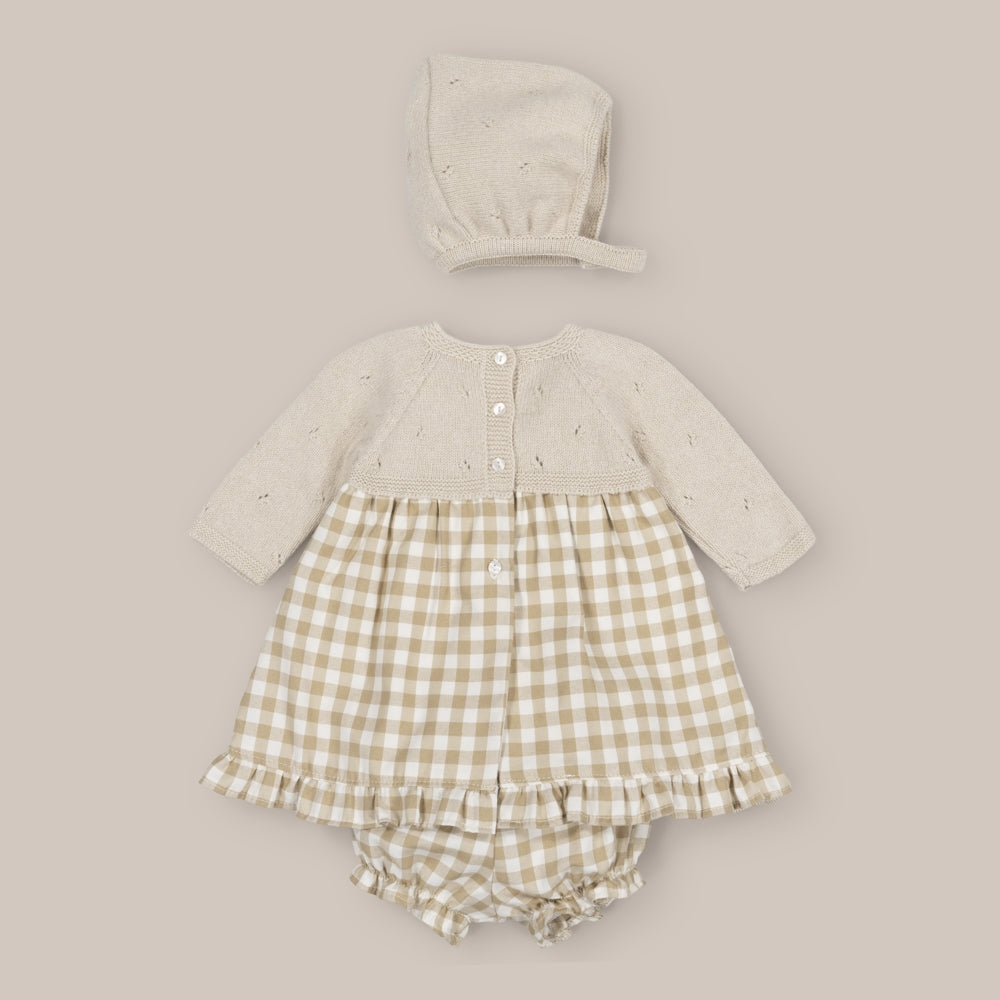 baby dress set Cashmere with Bonnet