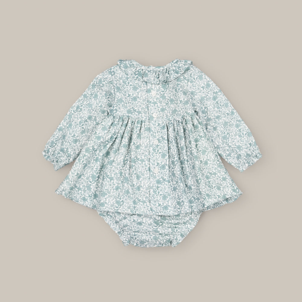 baby dress set Smock Green tea
