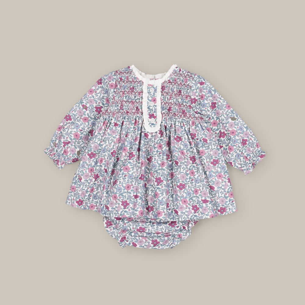 baby dress set Smock Malaga Pink
