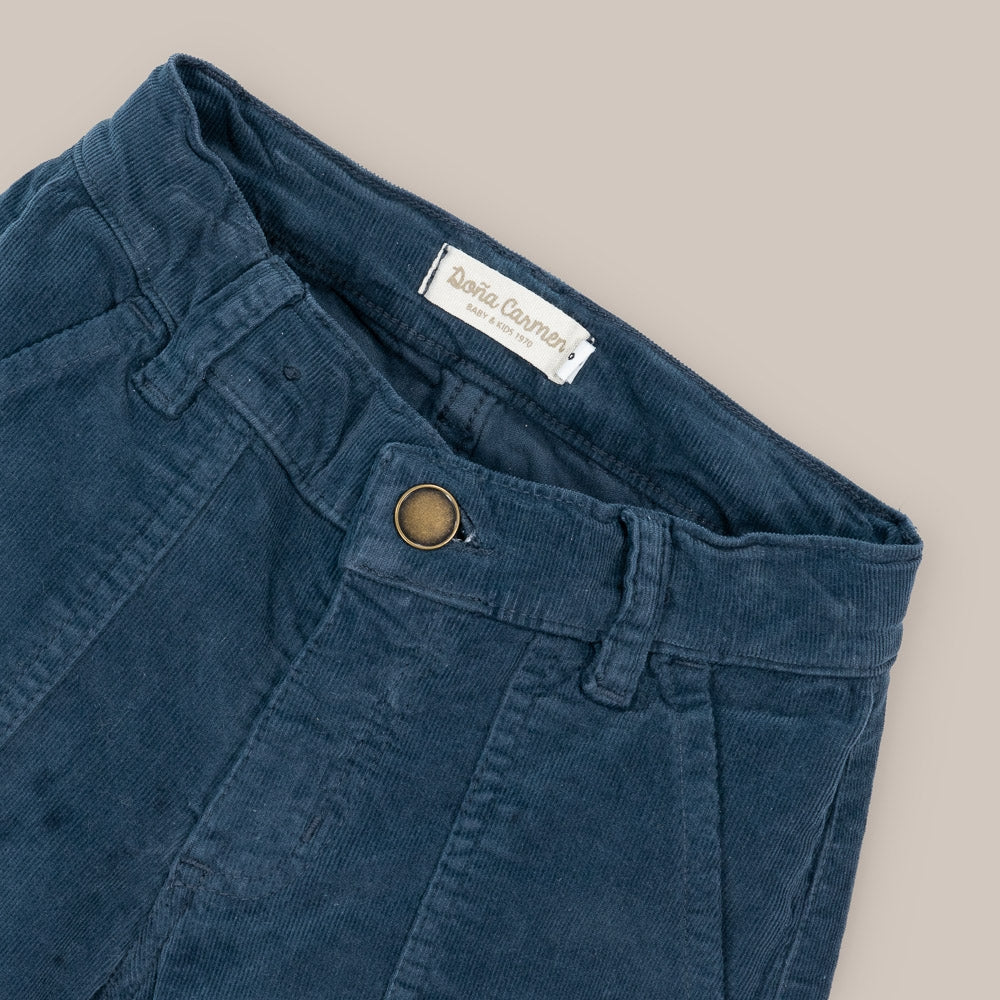 Pantaloni larghi Ragazza Blu velluto a coste