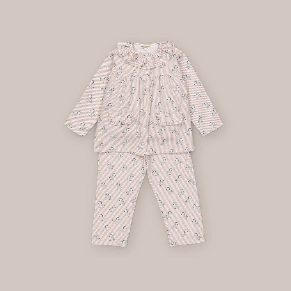 Rosa Zebra-Baumwollpyjama für Mädchen