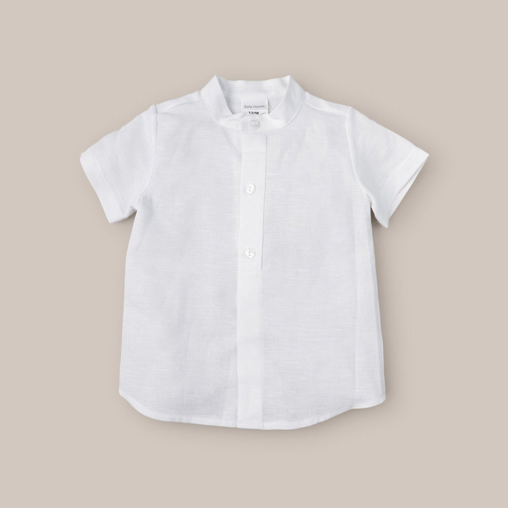 Camisa de linho de manga curta