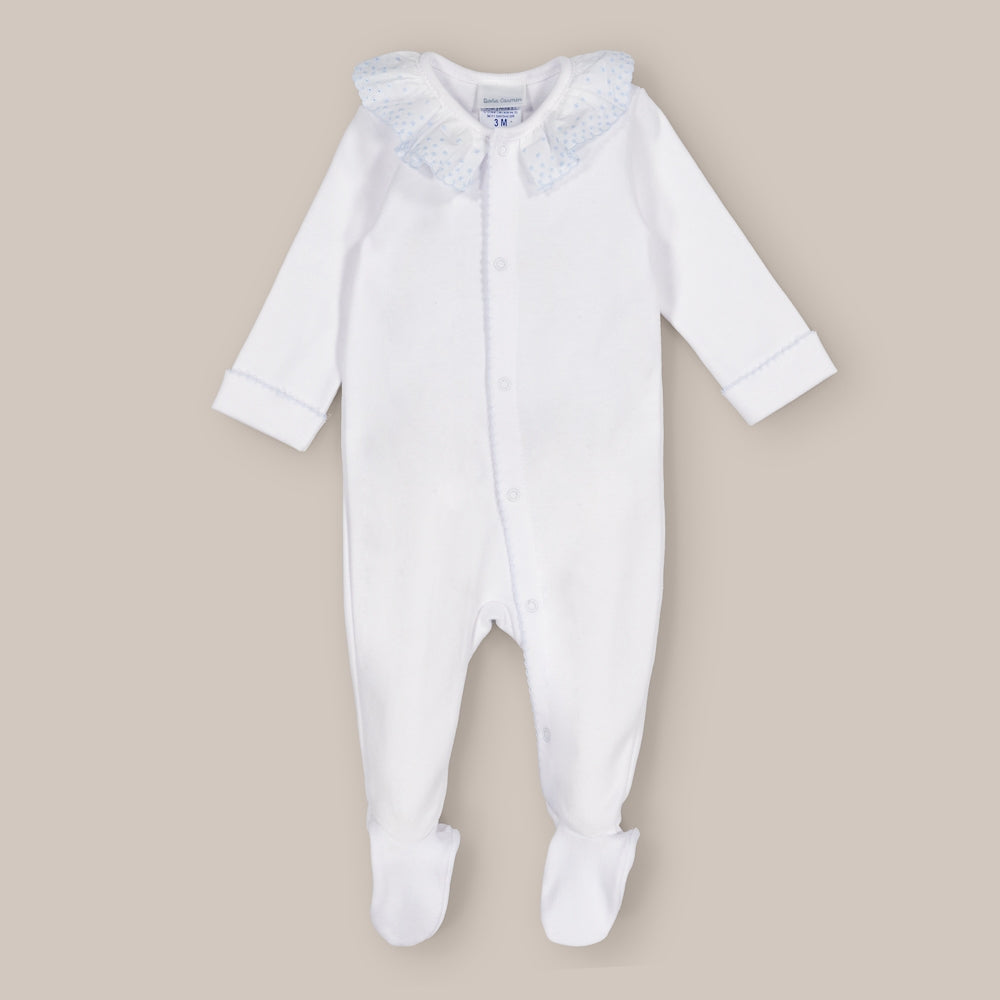 Baby-Baumwollpyjama mit bestickter Rüsche