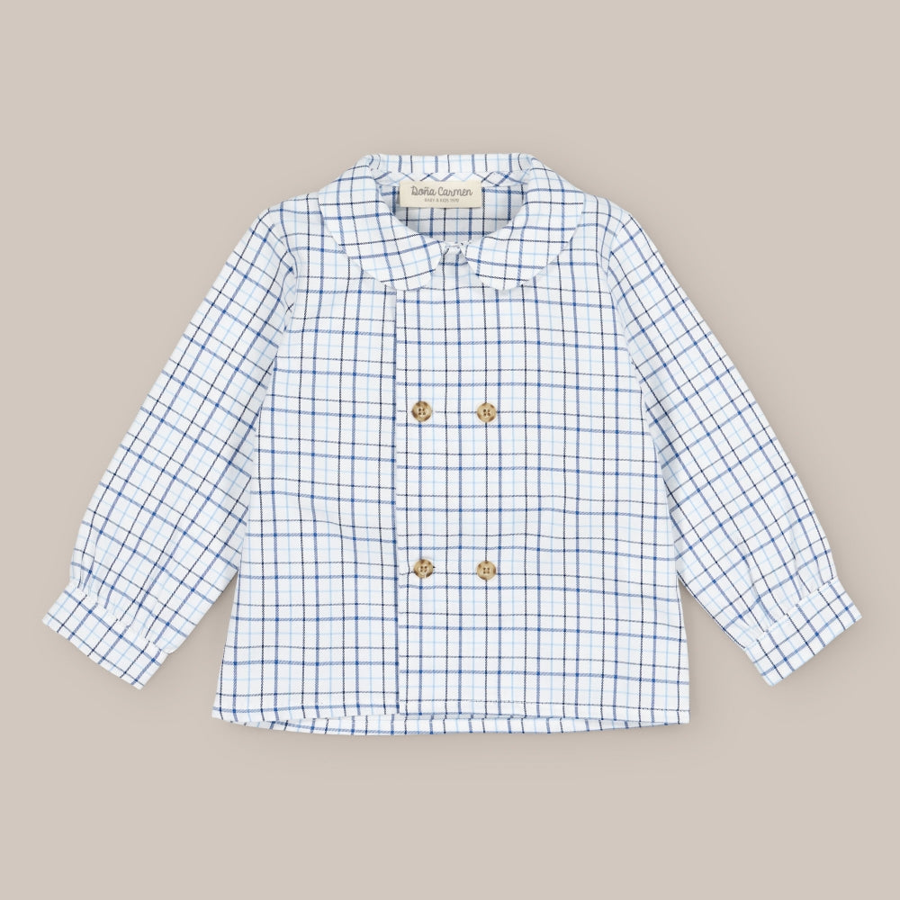 Camisa Cruzada Cuadro Azul