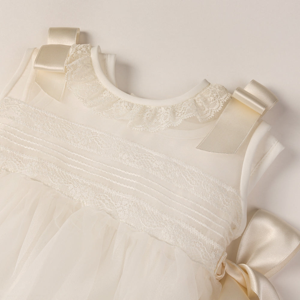Long Baby Dress Of christening with Bonnet Lorzas