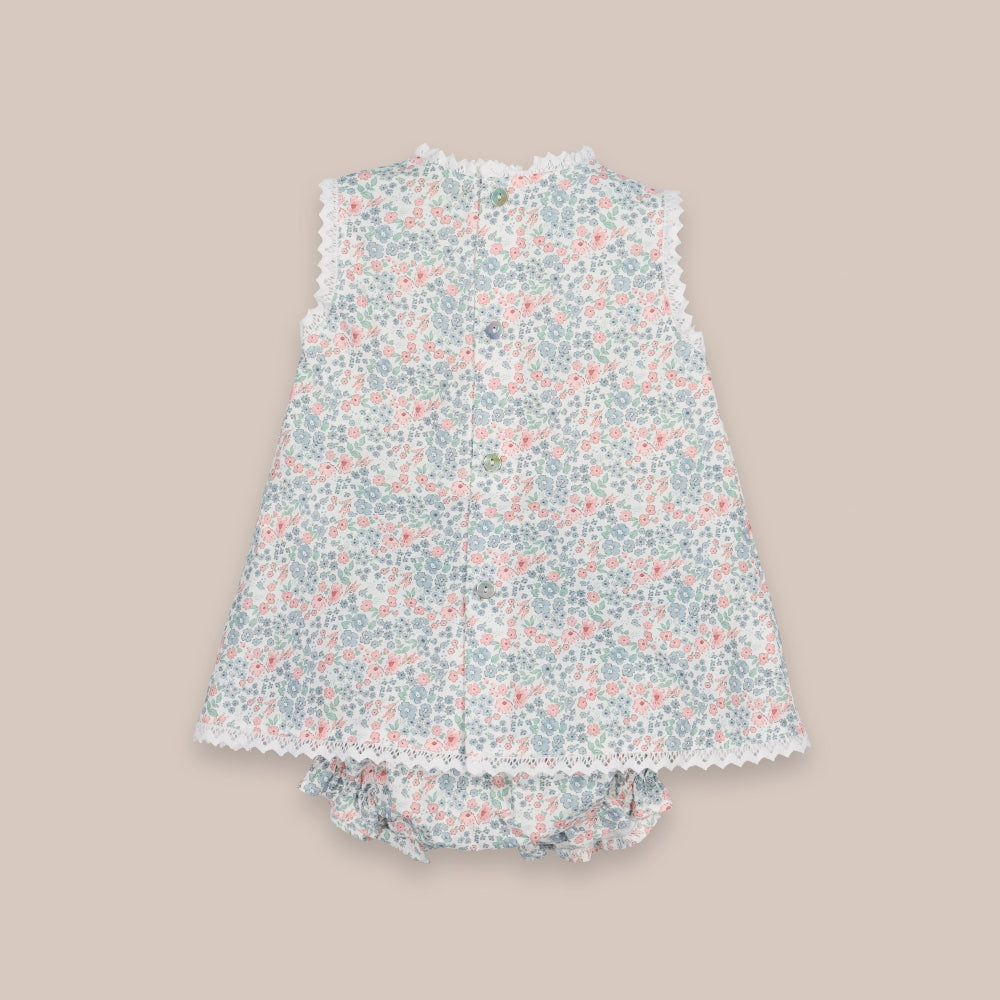 Vestido de bebê com tapa-fralda Alecrim