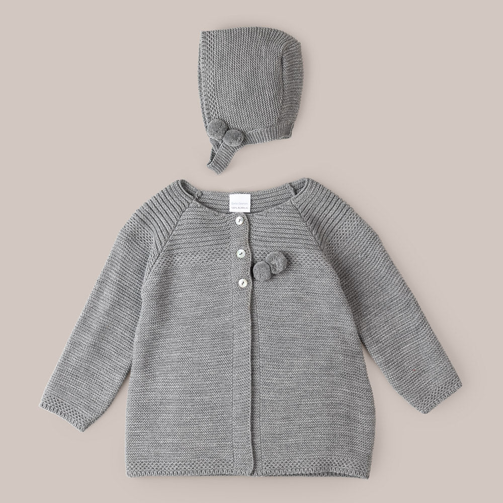 Cappotto in lana con pompon