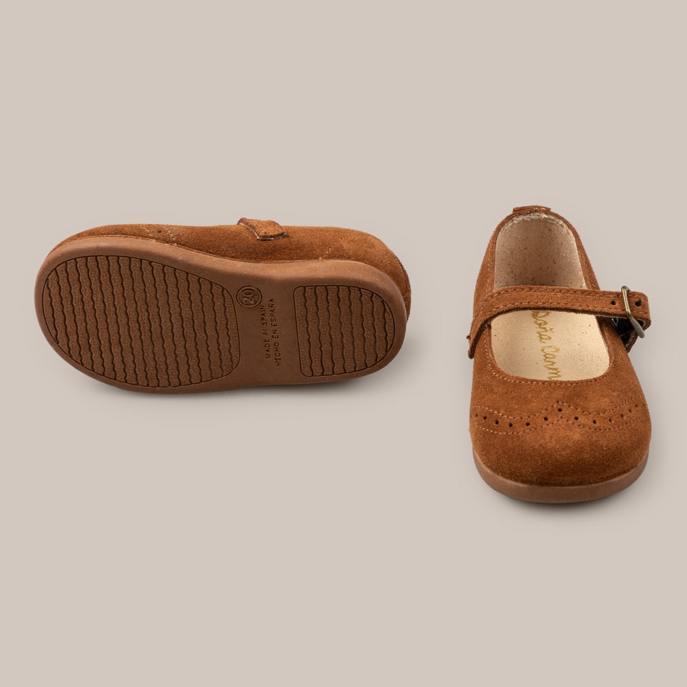 Mary Jane in pelle scamosciata color miele