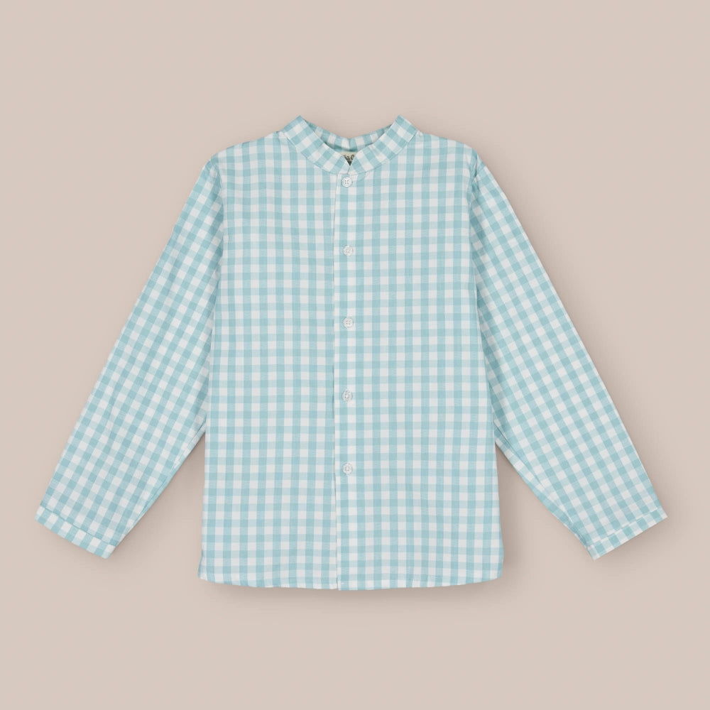 Camicia a maniche lunghe turchese