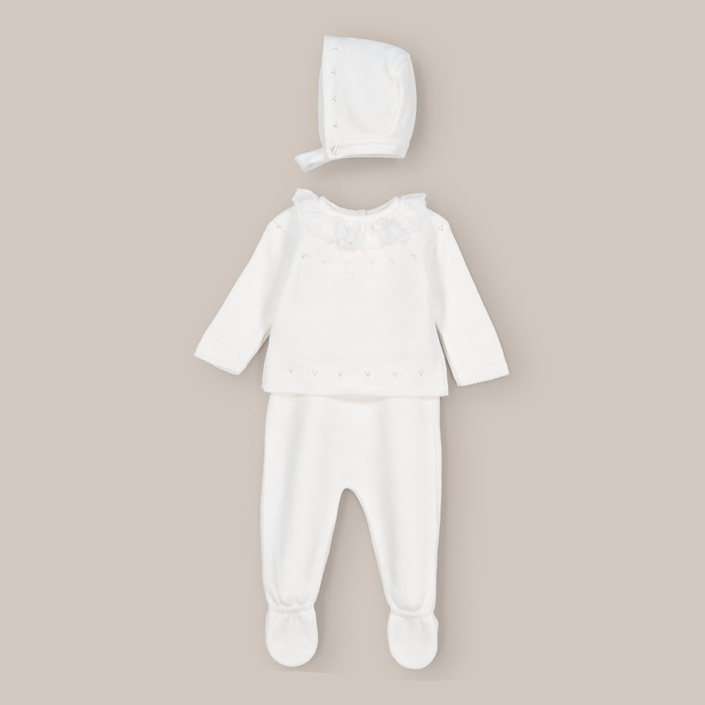 Conjunto Bebé Punto Puntilla Blanco