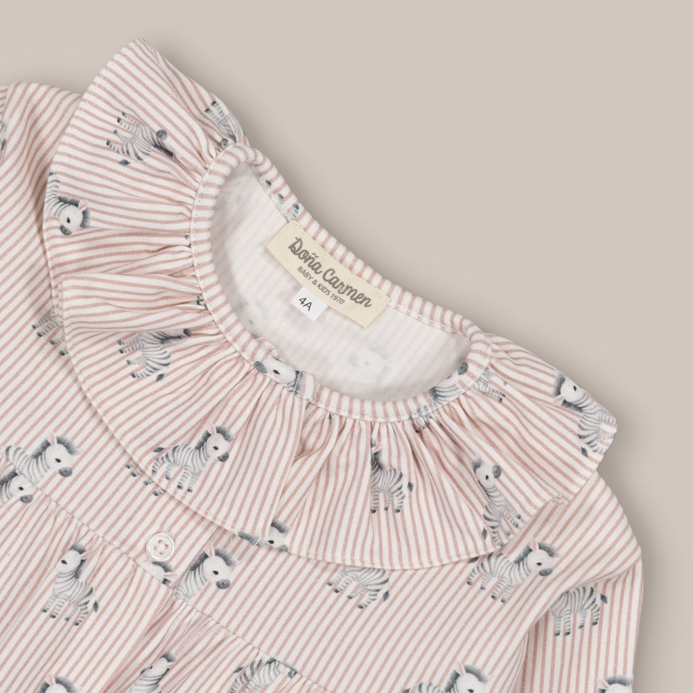 piyama Pink Zebra Cotton Girl