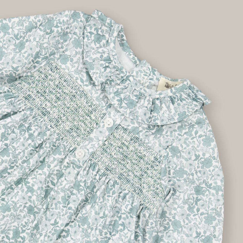 baby dress set Smock Green tea