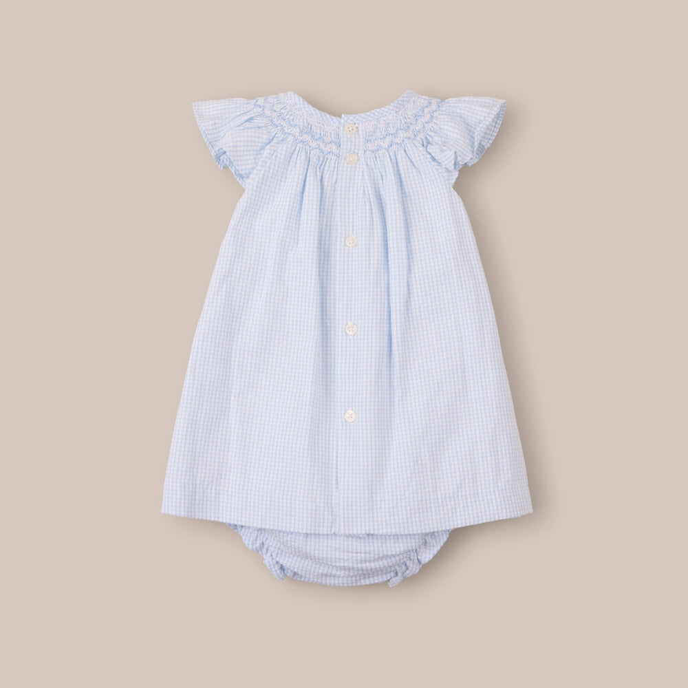 Vestitini con culotte Smock Vichy blu