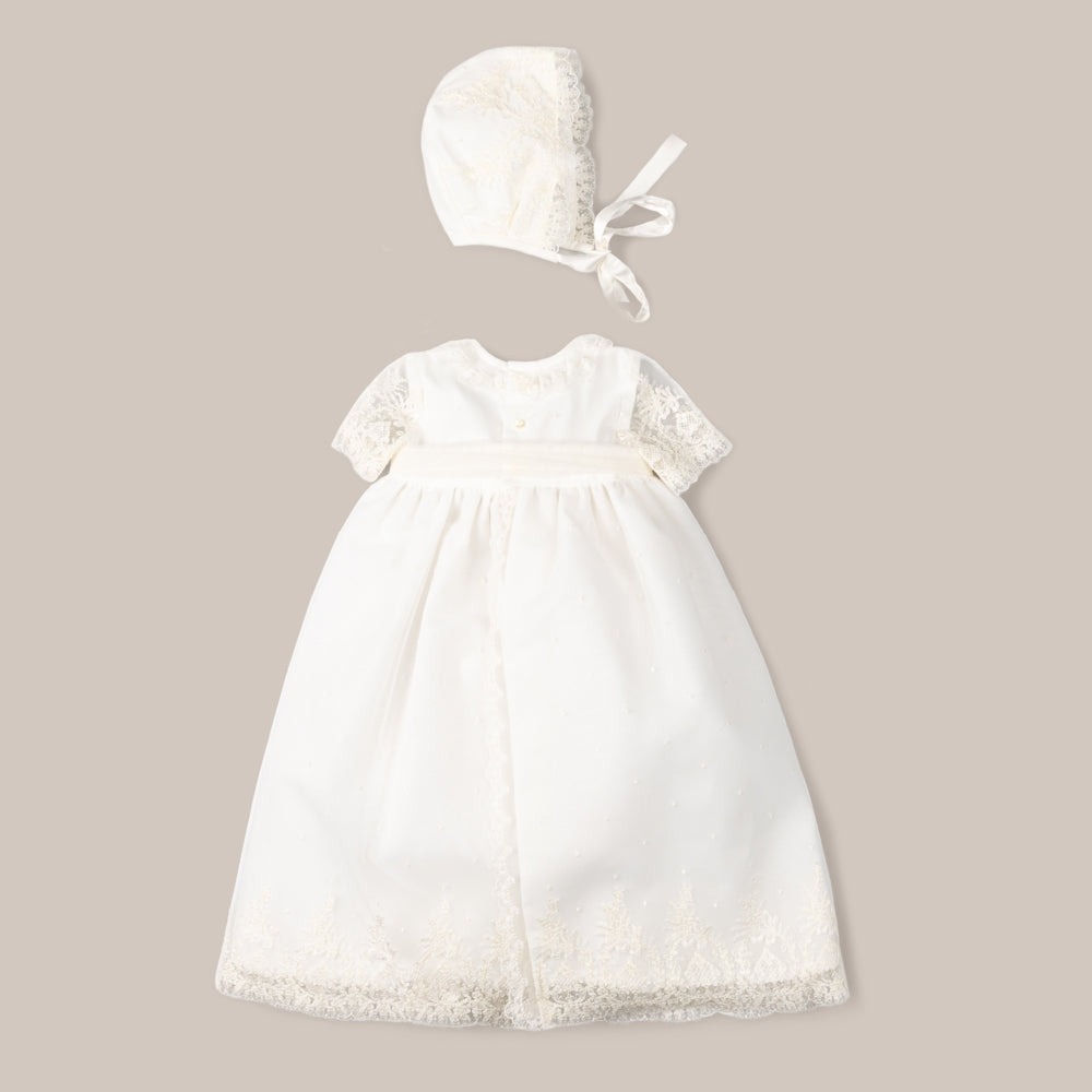 Baptism skirt with tulle capota