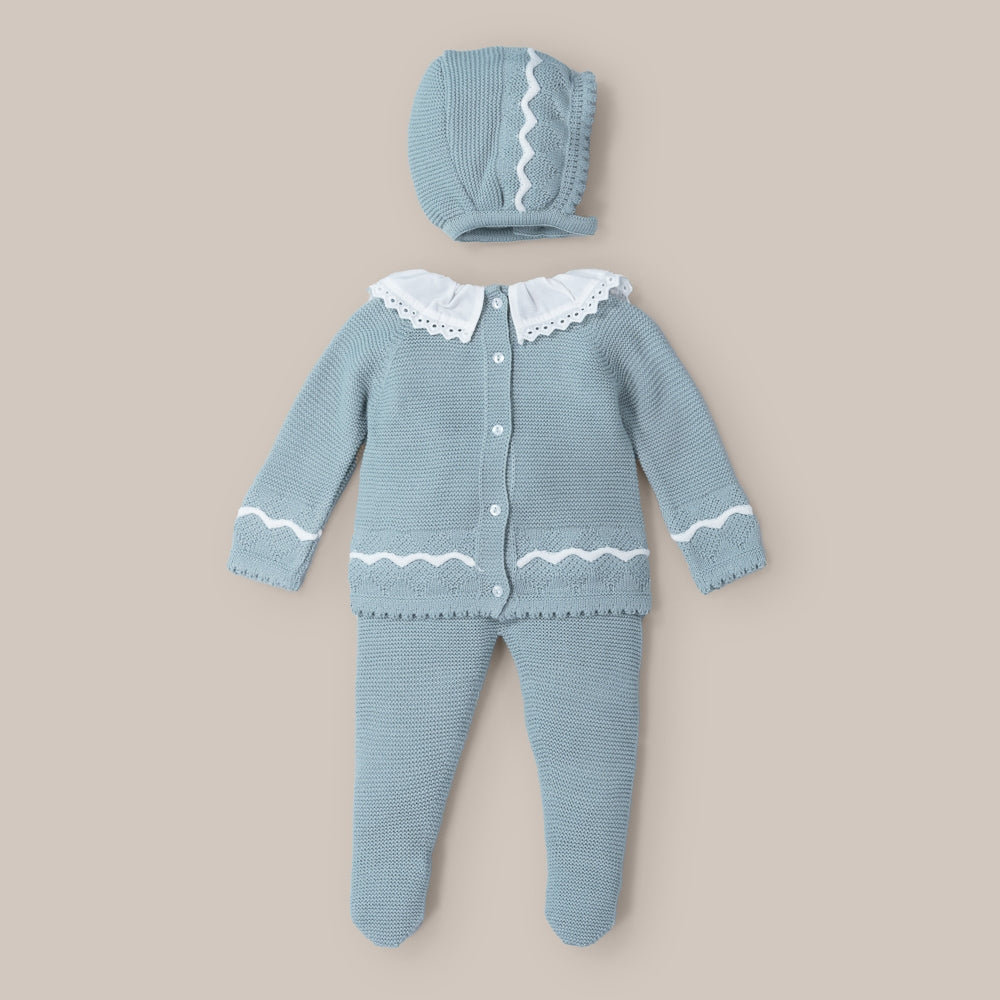 Conjunto Bebé Punto Piquitos Verde Empolvado