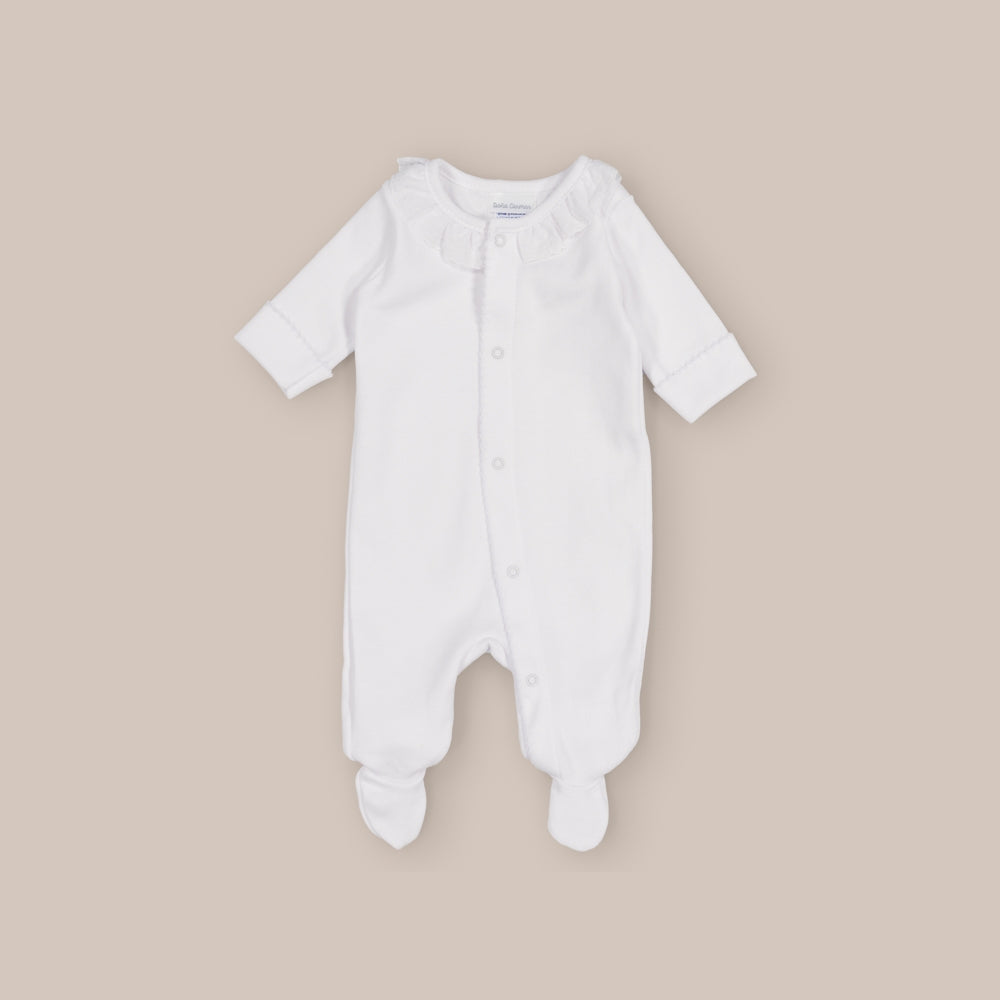 Baby-Baumwollpyjama mit bestickter Rüsche