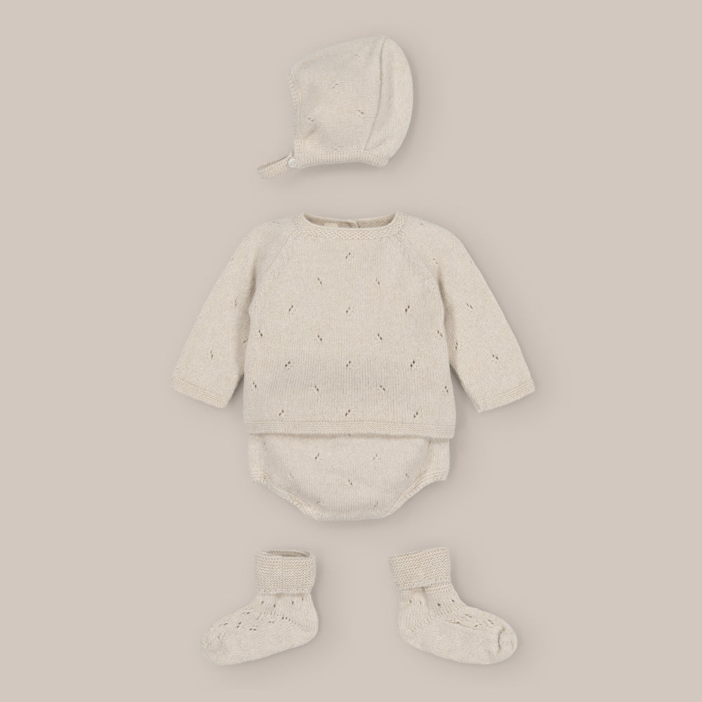 Conjunto de malha curta caxemira para bebê