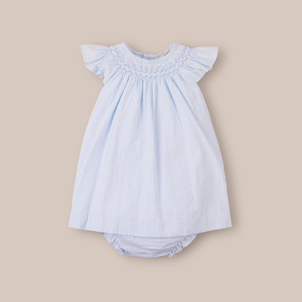 Vestitini con culotte Smock Vichy blu
