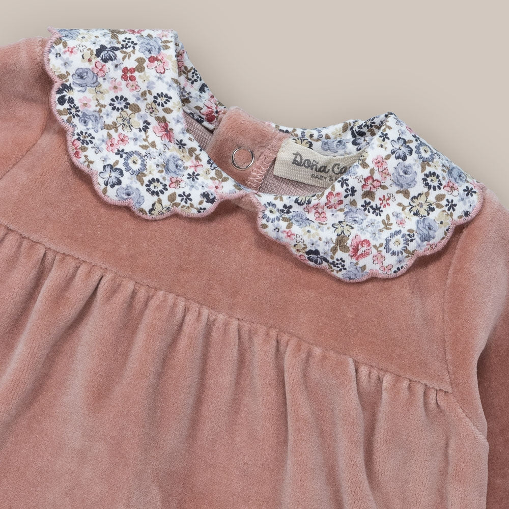 Conjunto Bebé Veludo Groselha