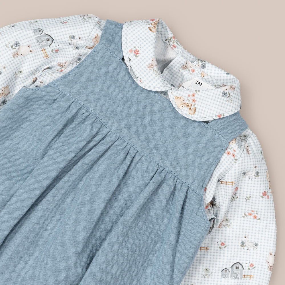 Set dungaree Baby Blue Farm