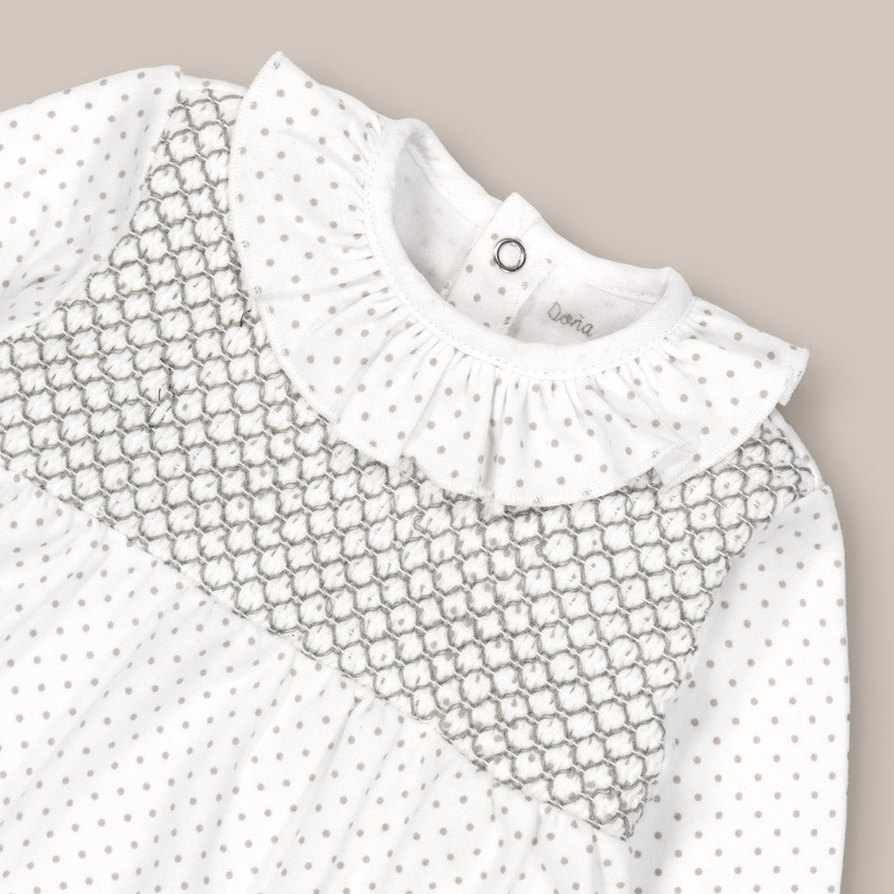 Pijama de borracha de algodão com bolinhas