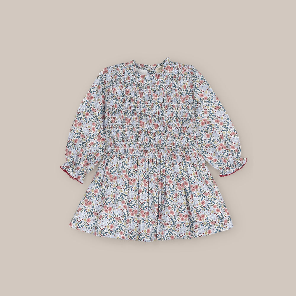 Vestito Ragazza Smock Fioritura