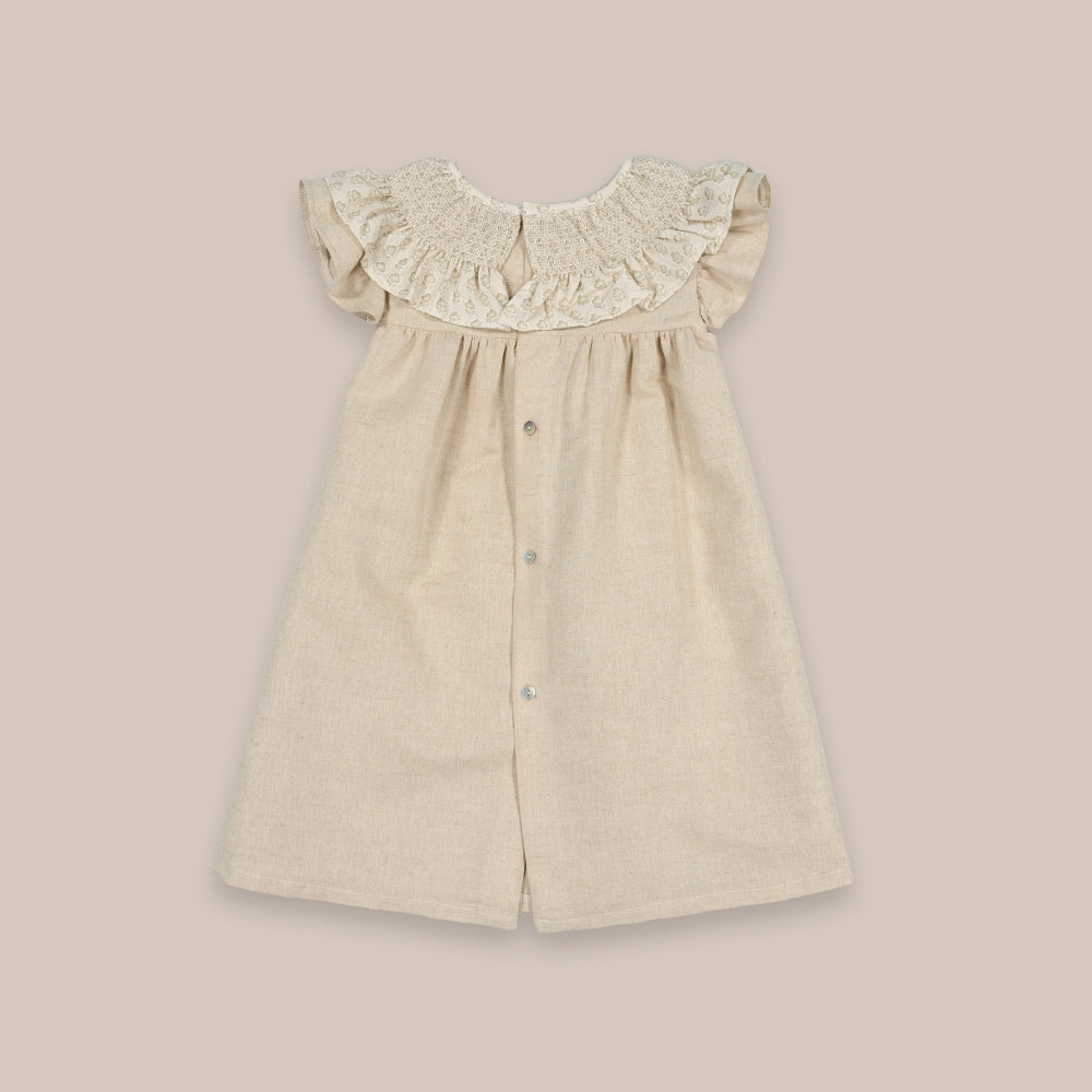 Vestido combinado de linho