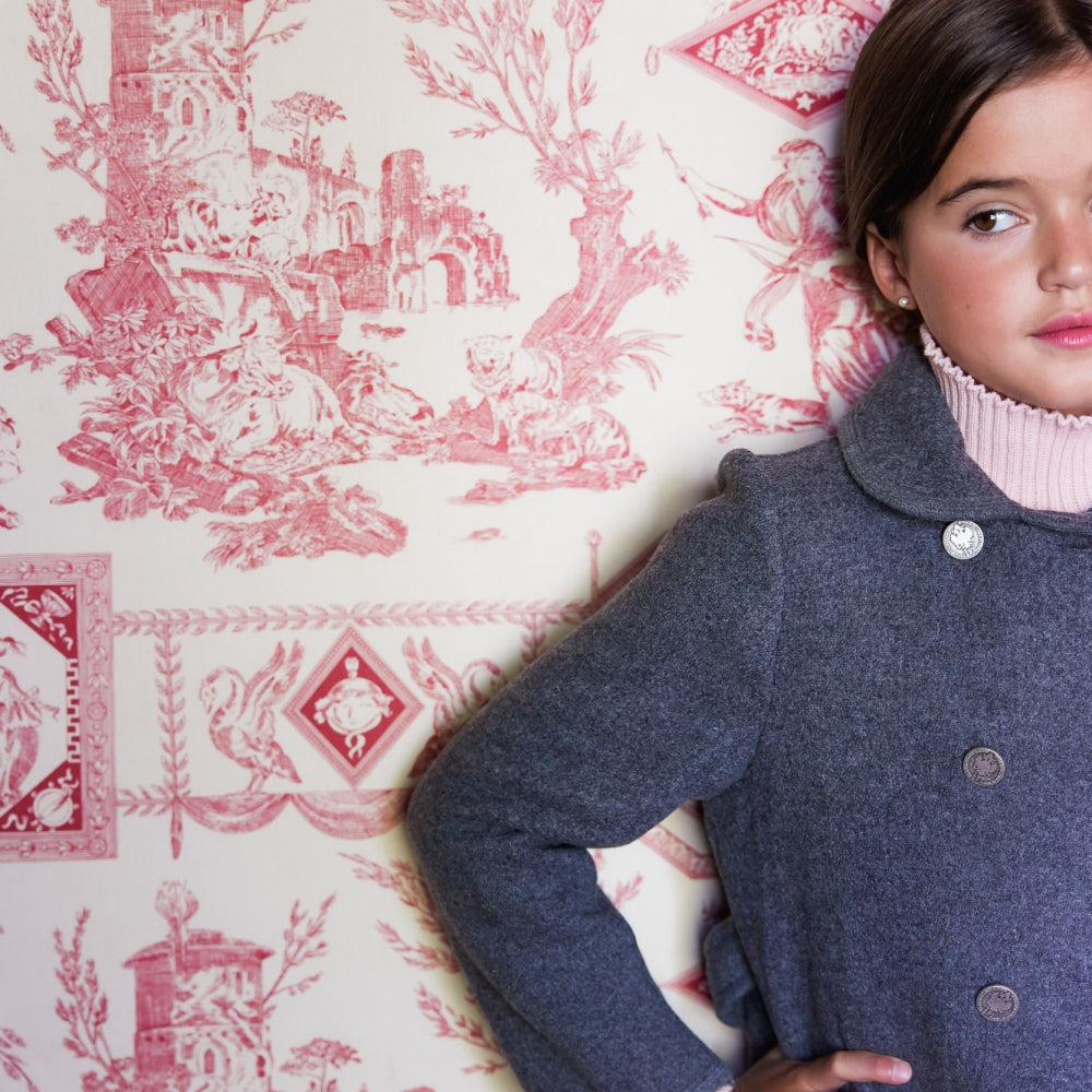 Abrigo Niña Cuadro Lanoso