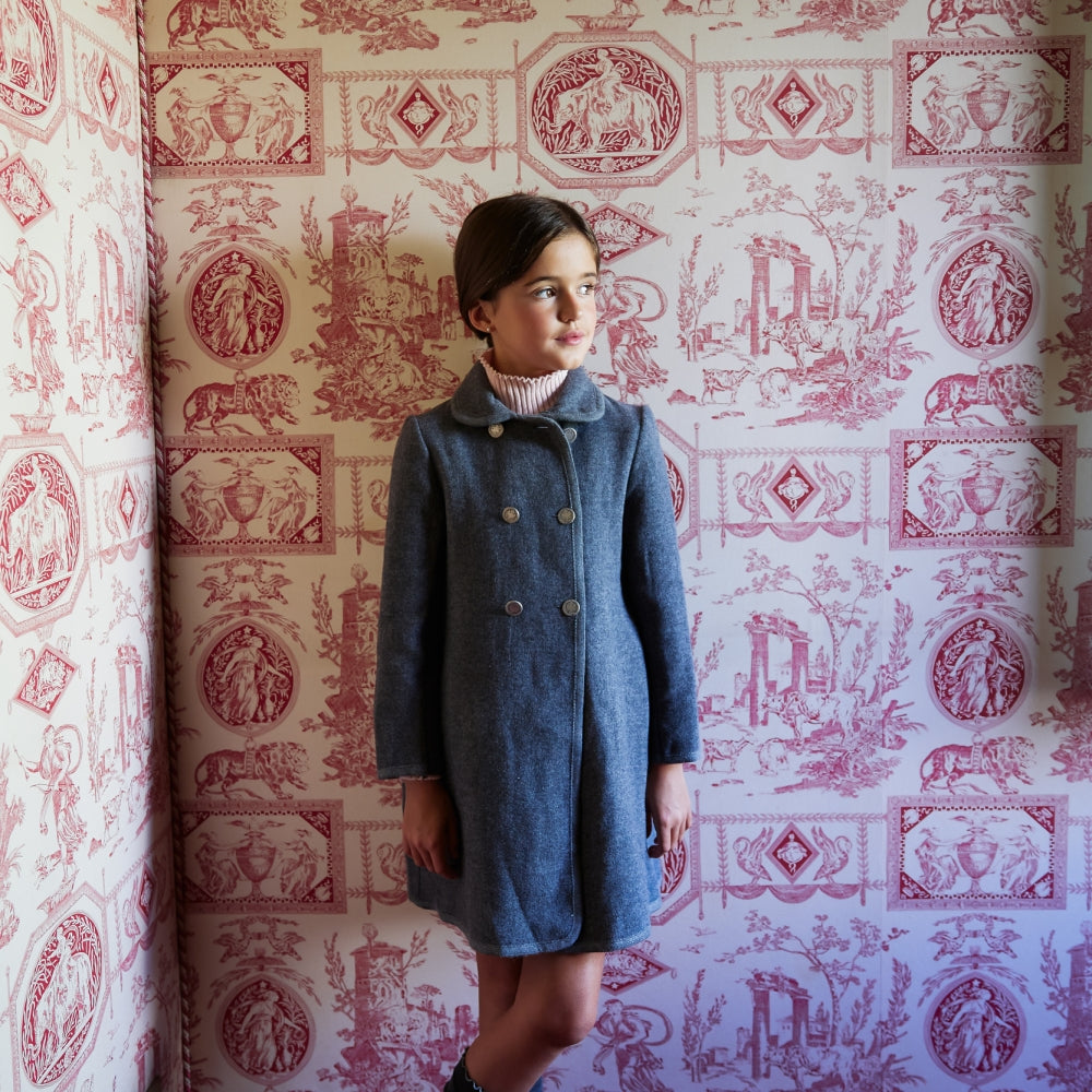 Abrigo Niña Cuadro Lanoso