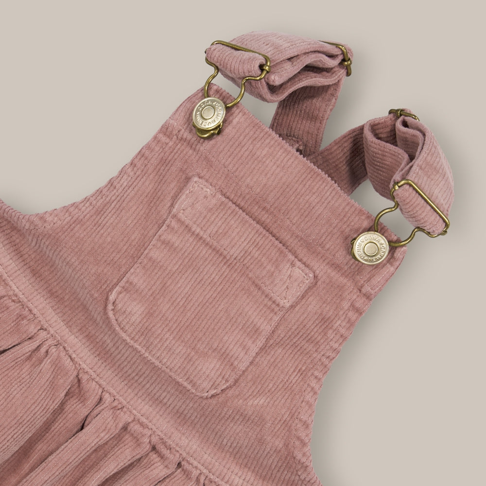 Pinafore Menina Rosa veludo
