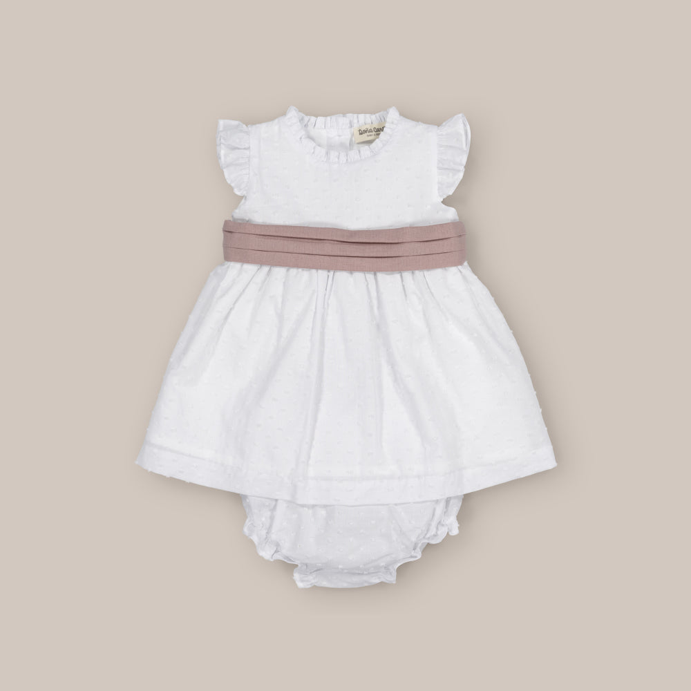 Vestido de bebê com tapa-fralda Fajin