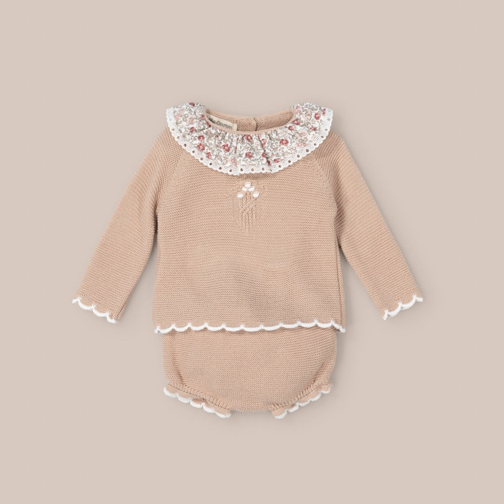 Conjunto Bebé 4Piezas Grana Rosa Empolvado