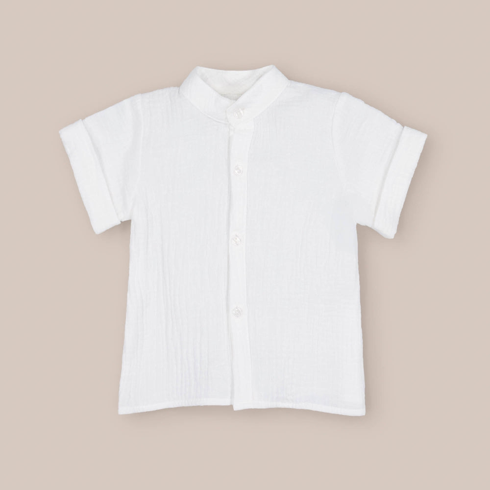 Camicia a maniche corte con pompon