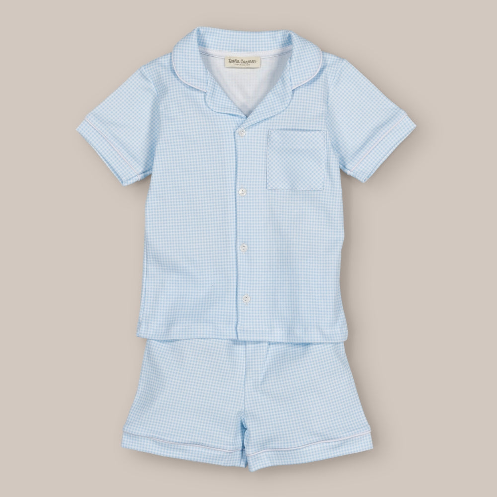 Pijama curto de algodão Vichy