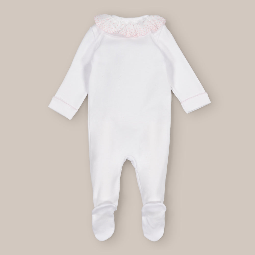 Baby-Baumwollpyjama mit bestickter Rüsche