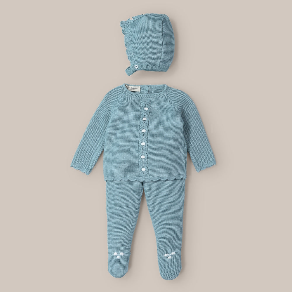 Conjunto Bebé Ponto Corrente Verde Azulado
