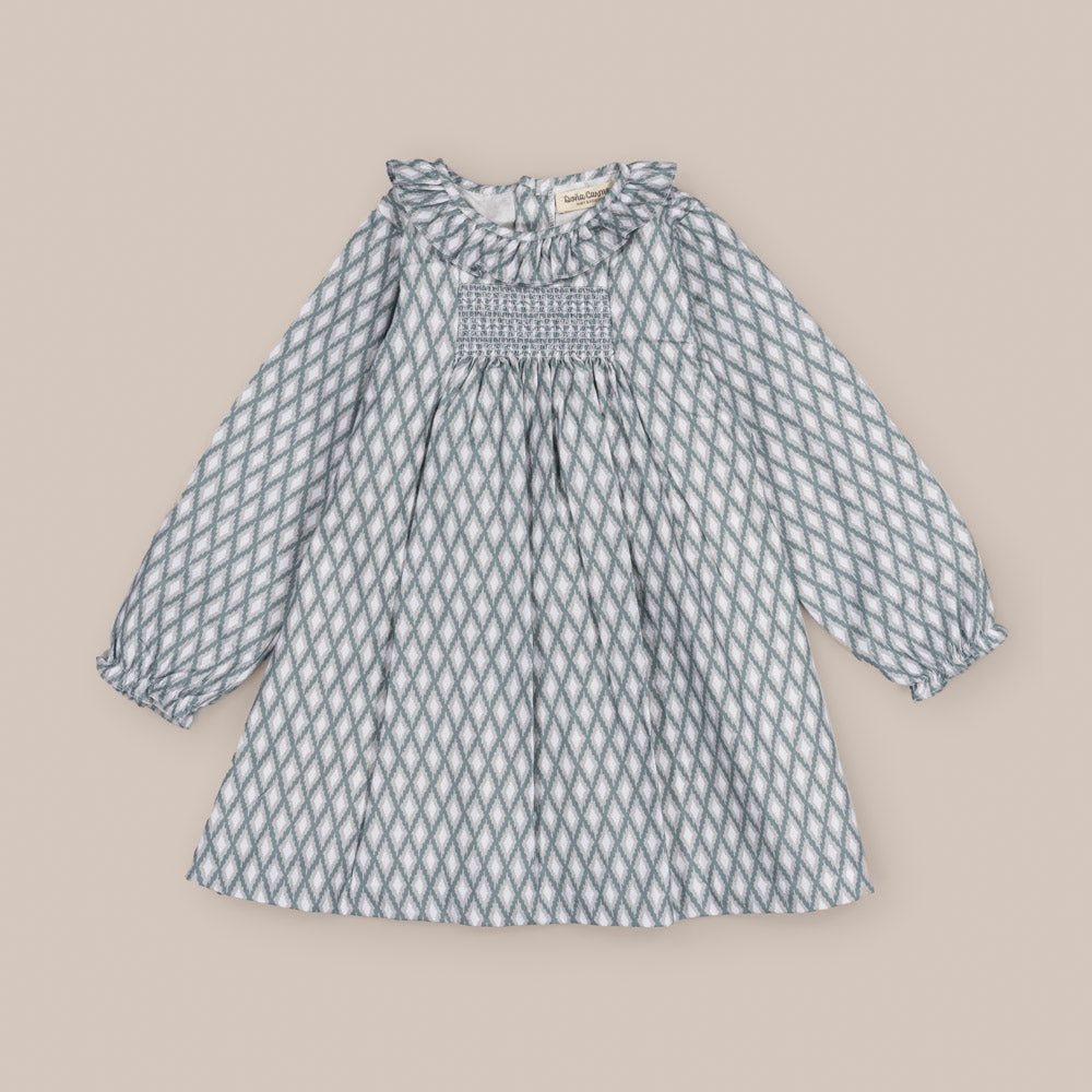 Vestito Ragazza Smock Rombo verde