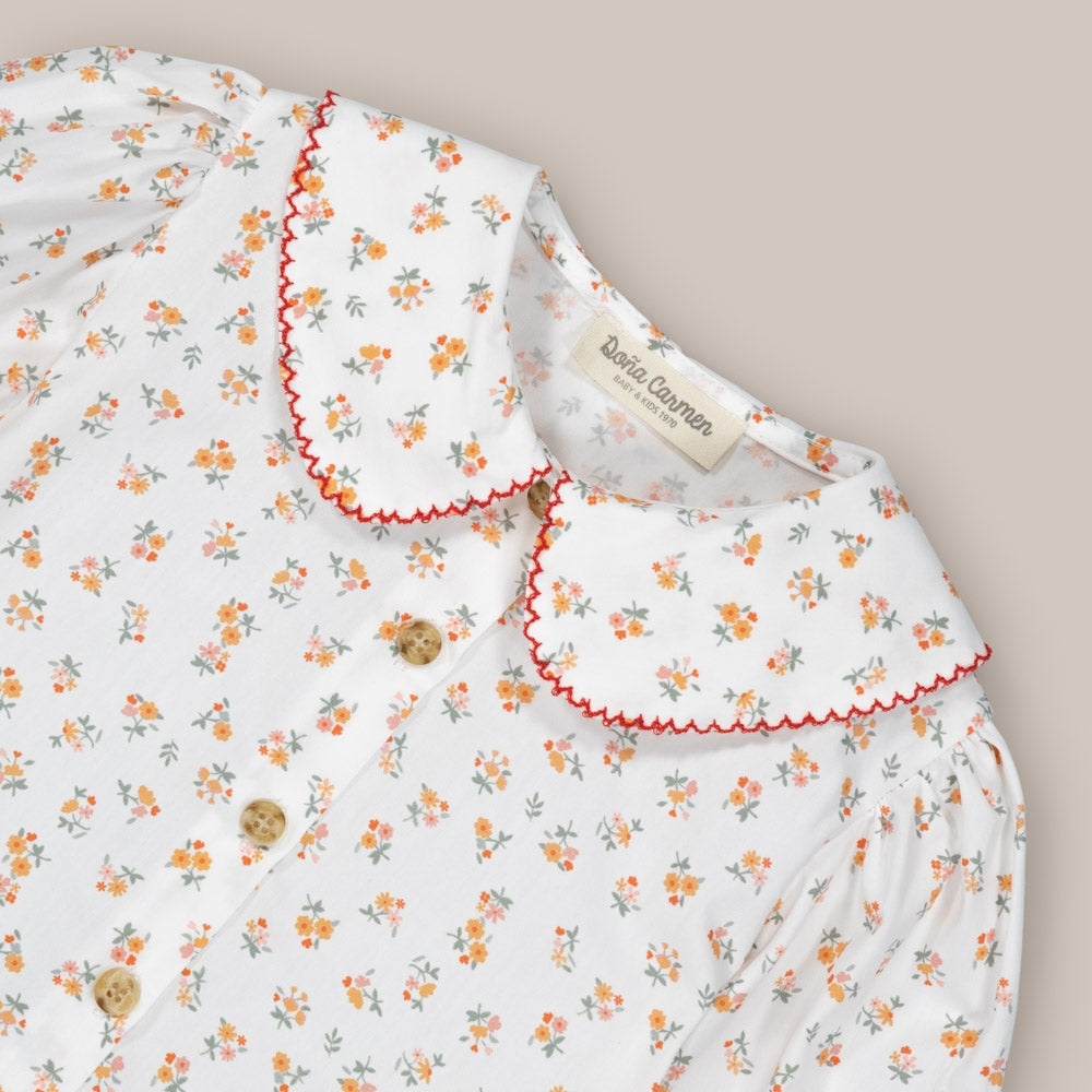 Granatapfel-Blumenbluse für Mädchen
