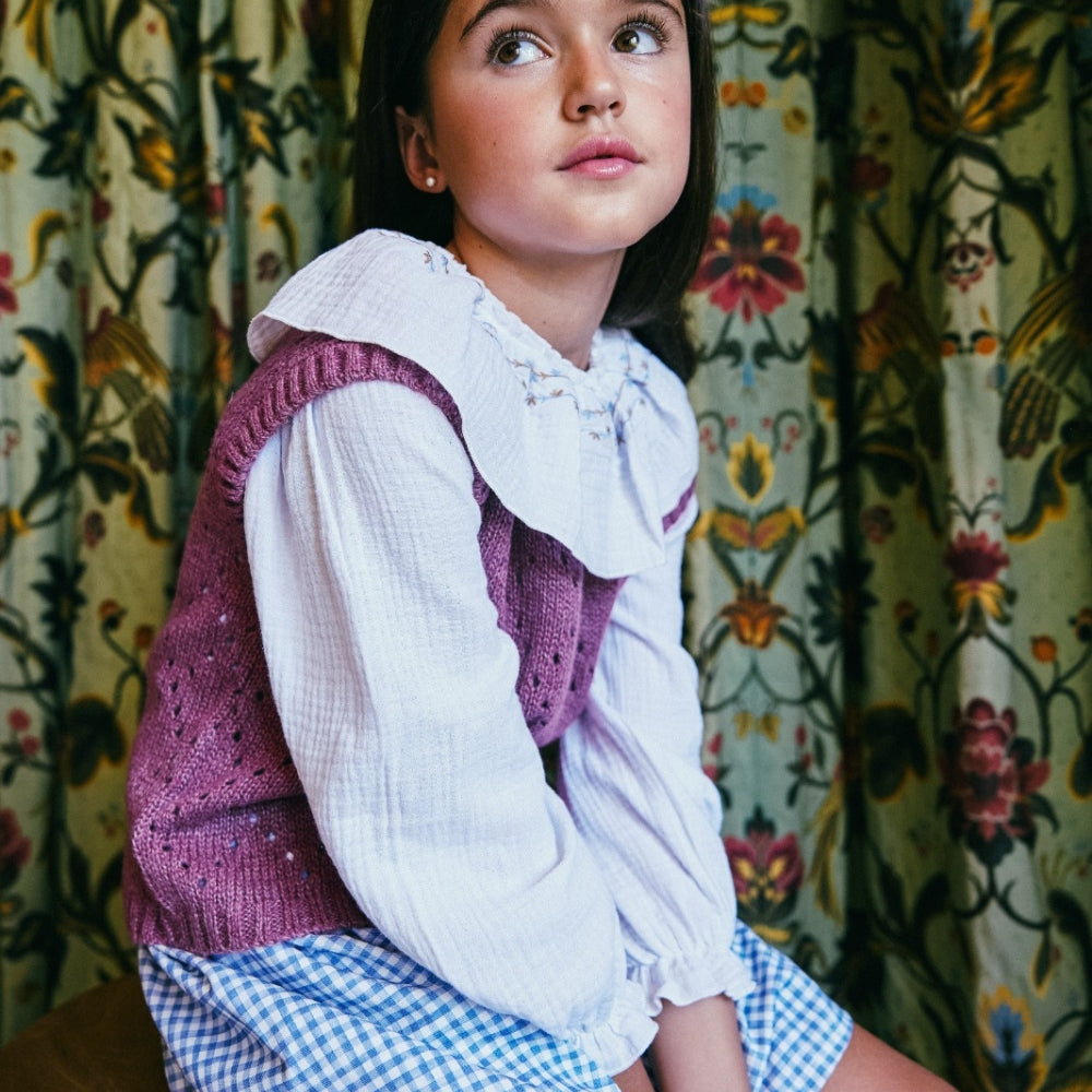 Gilet en laine Aubergine Fille