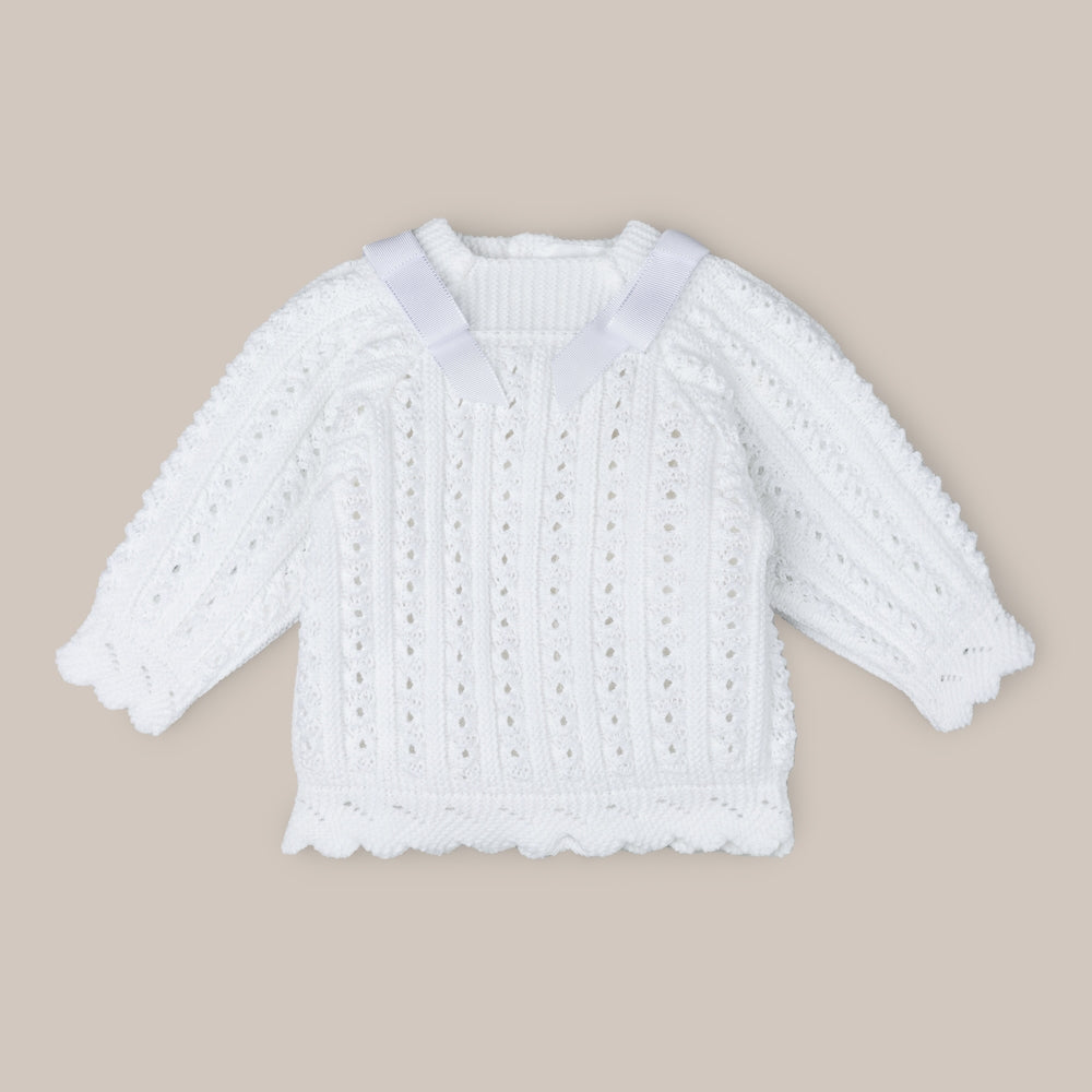 Pull bébé en laine géranium
