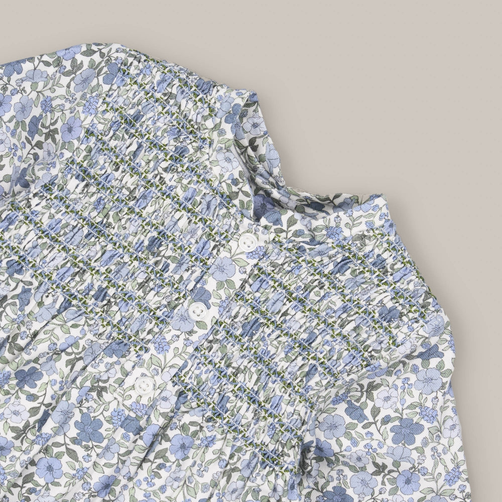 Girl Dress Smock Malaga Blue