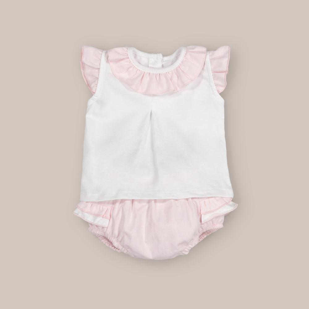 Conjunto Bebé Chambray Rosa
