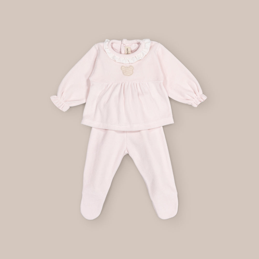 Conjunto Terciopelo Niña Osete Rosa