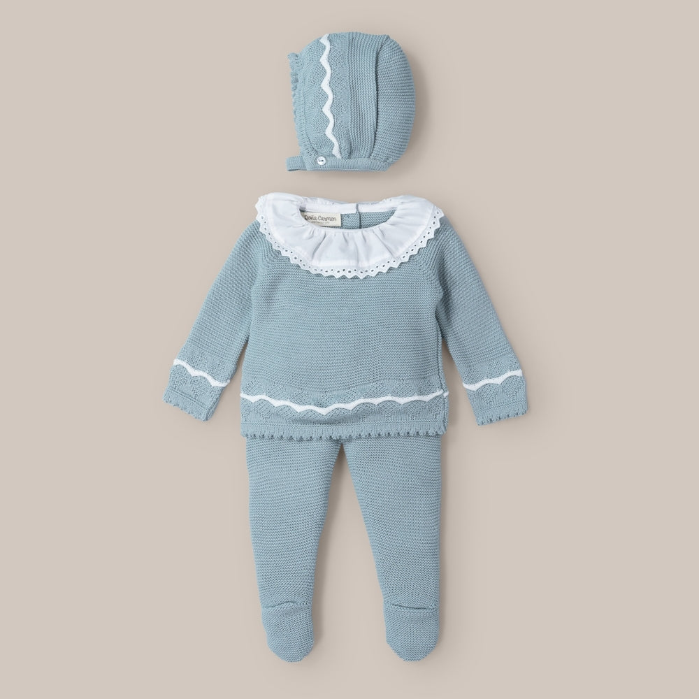 Conjunto Bebé Punto Piquitos Verde Empolvado