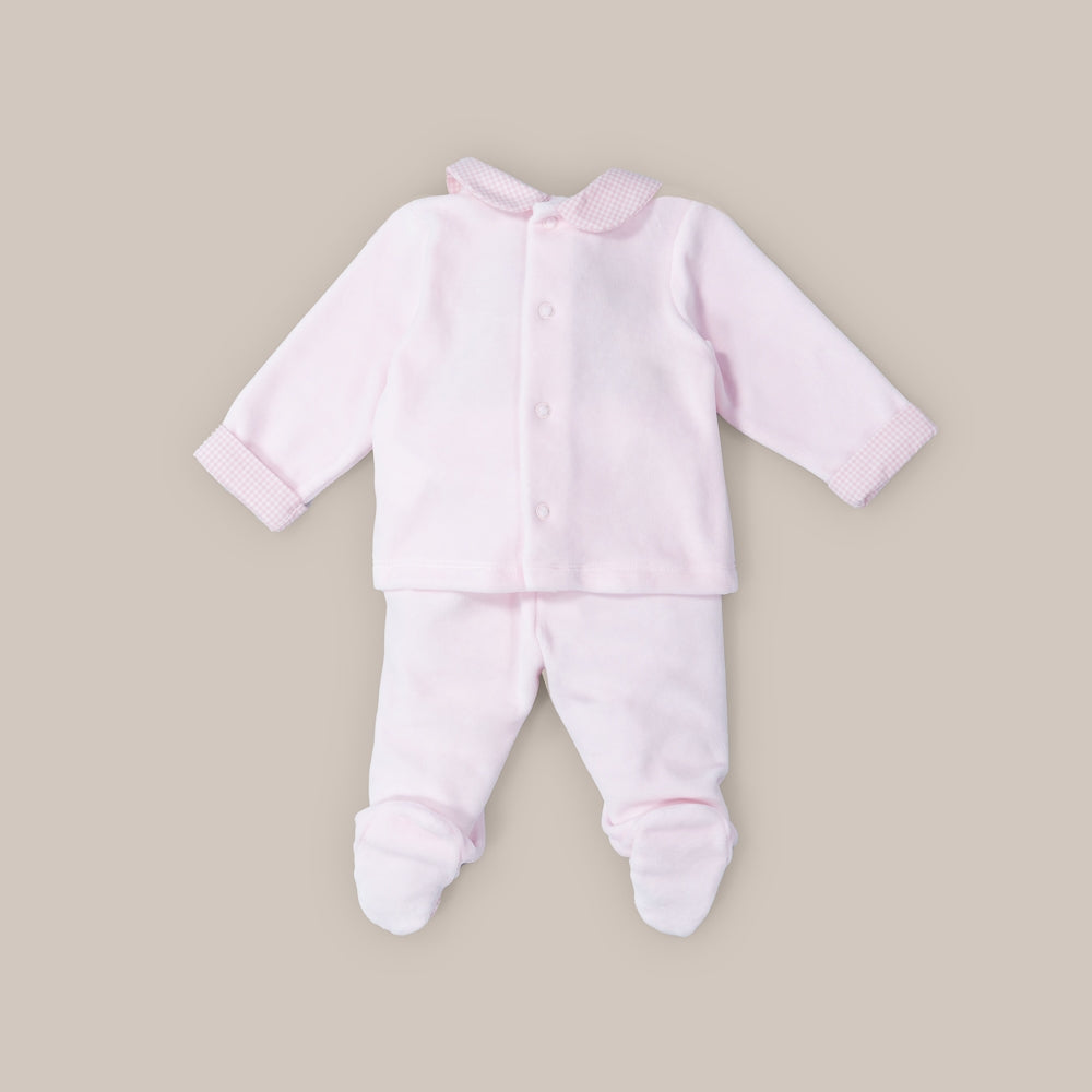 Rosa Teddy-Samt-Baby-Set