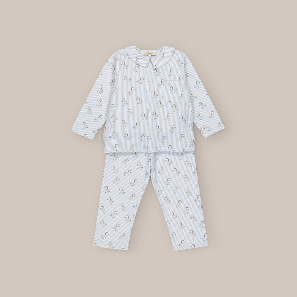 Pyjama en coton bleu zèbre