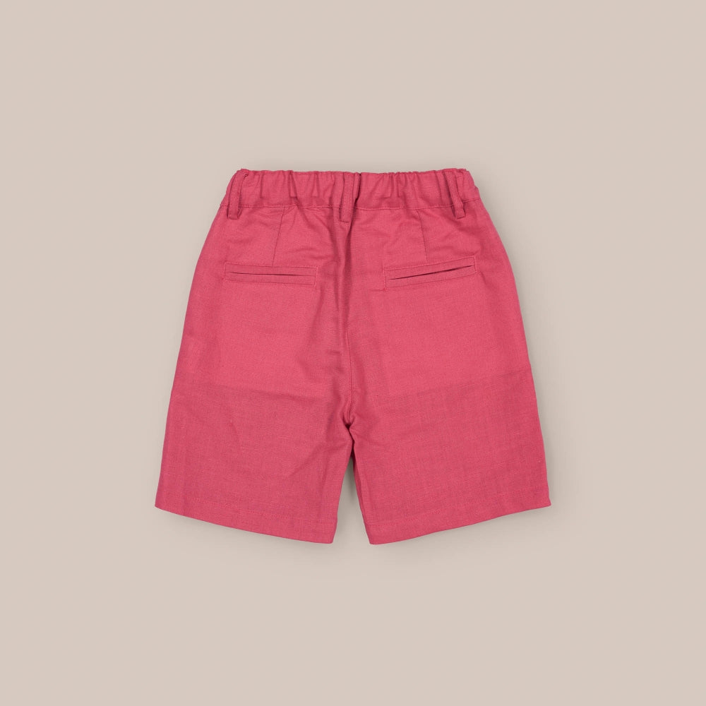 Magentafarbene Leinen-Bermuda
