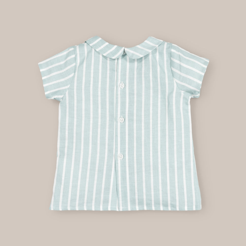 Camicia da neonato a righe turchesi
